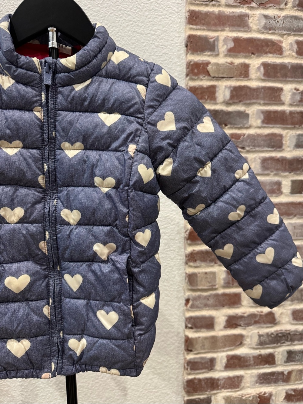Baby Gap Kids Navy & White Heart Print Puffer Jacket / Coat Girls Size 5